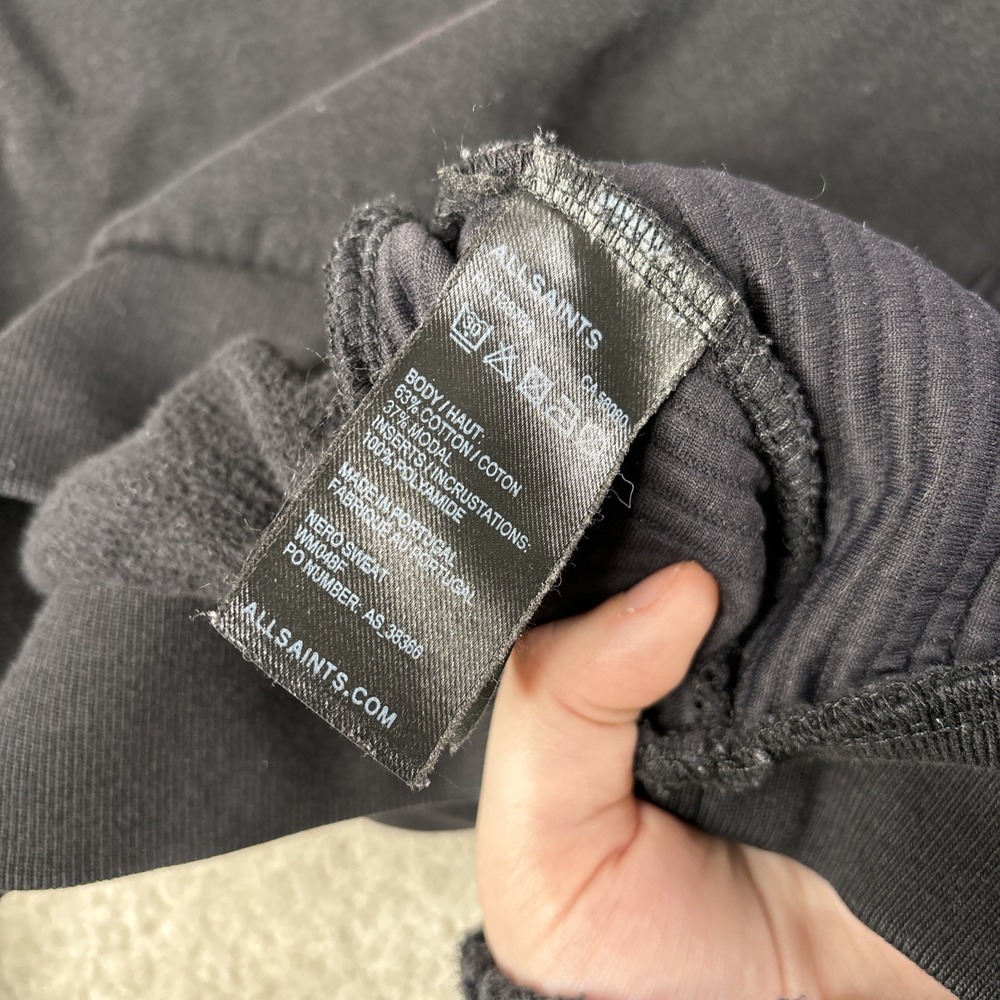 ALLSAINTS Nero Sweatshirt Men's Small V Neck Long Sleeve Ribbed Pullover Texture - Picture 8 of 8